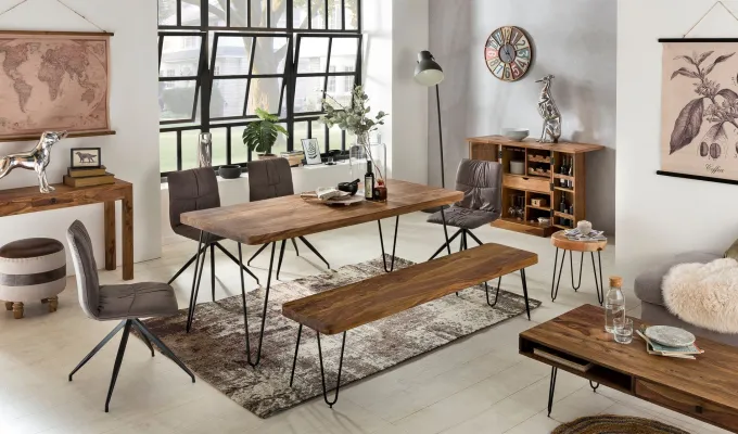 FineBuy Sitzbank Massiv 180cm Esszimmerbank Holzbank Küchenbank Holz