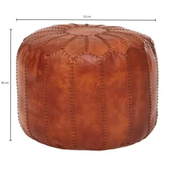 FineBuy Sitzhocker Echtleder 52x40x52cm Pouf Polsterhocker Rund Hocker Orient