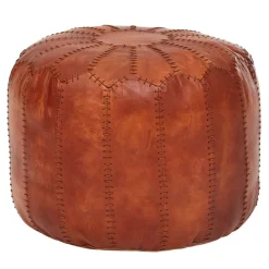 FineBuy Sitzhocker Echtleder 52x40x52cm Pouf Polsterhocker Rund Hocker Orient