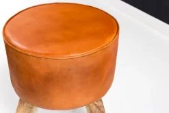 FineBuy Sitzhocker FB45553 Holz 37x45x37 cm Modern Design Hocker mit Leder