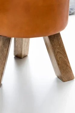 FineBuy Sitzhocker FB45553 Holz 37x45x37 cm Modern Design Hocker mit Leder