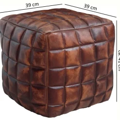 FineBuy Sitzwürfel Leder Ottomane Sitzhocker Hocker braun Polsterhocker