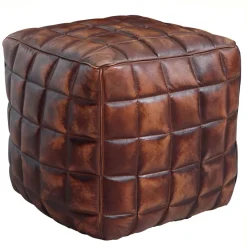 FineBuy Sitzwürfel Leder Ottomane Sitzhocker Hocker braun Polsterhocker
