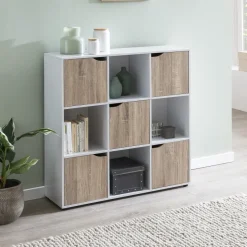 FineBuy Standregal MASSA Bücherregal mit 9 Fächern Sideboard Würfelregal Kommode