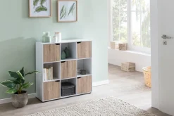 FineBuy Standregal MASSA Bücherregal mit 9 Fächern Sideboard Würfelregal Kommode