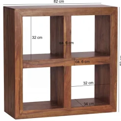 FineBuy Standregal Massivholz 82cm Holzregal Naturprodukt Beistelltisch Landhaus