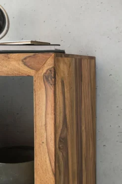 FineBuy Standregal Massivholz 88cm Holzregal Naturprodukt Beistelltisch Landhaus