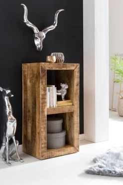 FineBuy Standregal 45 x 90 x 35 cm Bücherregal Mangoholz Beistelltisch Massiv