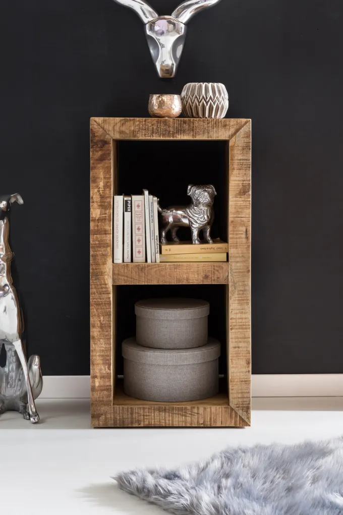 FineBuy Standregal 45 x 90 x 35 cm Bücherregal Mangoholz Beistelltisch Massiv