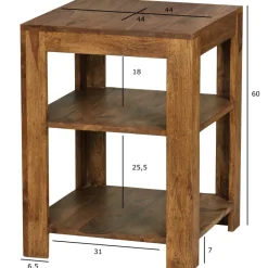 FineBuy Standregal 44 x 60 x 44 cm Sheesham Holz Beistelltisch Ablagetisch Regal
