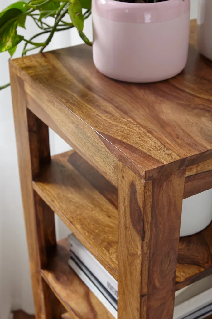 FineBuy Standregal 44x105x44 cm Sheesham Bücherregal Holz Regal Braun Massiv