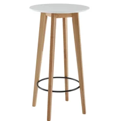 FineBuy Stehtisch 60x110x60cm Weiß Bartisch Skandinavisch Eiche Tisch Partytisch