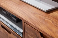 FineBuy TV Lowboard Holz Fernsehkommode Massiv Landhaus Fernsehschrank TV Bank