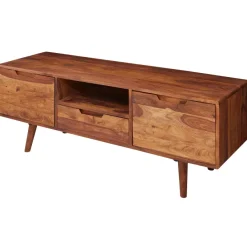 FineBuy TV Lowboard Holz Fernsehkommode Massiv Landhaus Fernsehschrank TV Bank