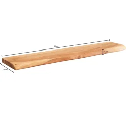 FineBuy Wandregal Baumkante Akazie Holz Design Schweberegal Regal Massiv Natur