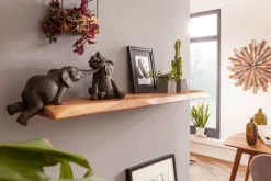 FineBuy Wandregal Baumkante Akazie Holz Design Schweberegal Regal Massiv Natur