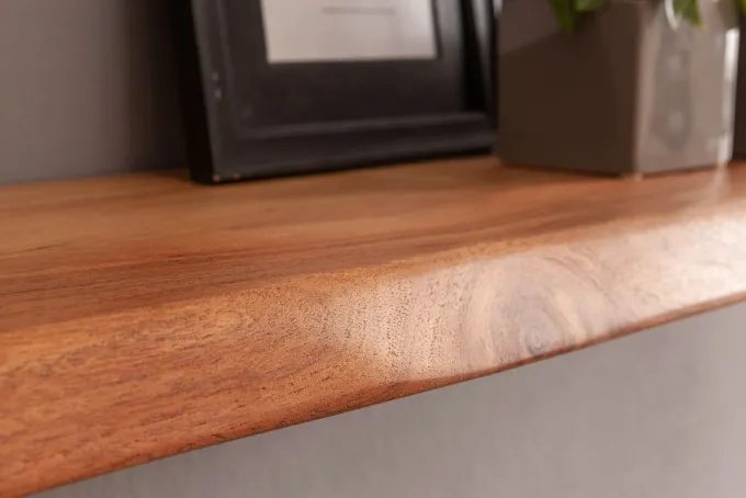 FineBuy Wandregal Baumkante Akazie Holz Design Schweberegal Regal Massiv Natur