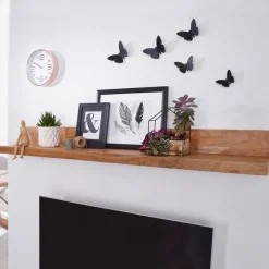 FineBuy Wandregal Massivholz Akazie Holzregal Landhausstil Wandboard Hängeregal
