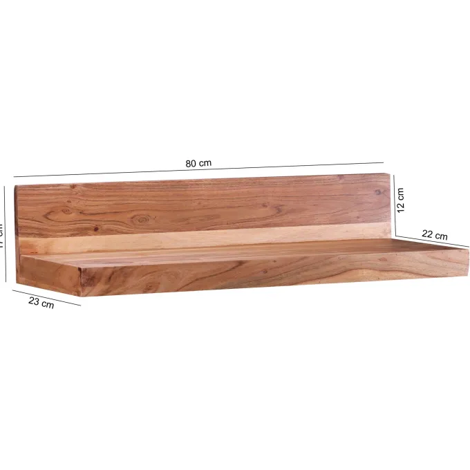 FineBuy Wandregal Massivholz Akazie Holzregal Landhausstil Wandboard Hängeregal