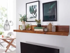 FineBuy Wandregal Massivholz Regal Landhausstil Holzregal Wandboard