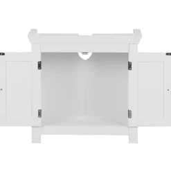 FineBuy Waschbeckenunterschrank Unterschrank Weiß 57 cm Badschrank