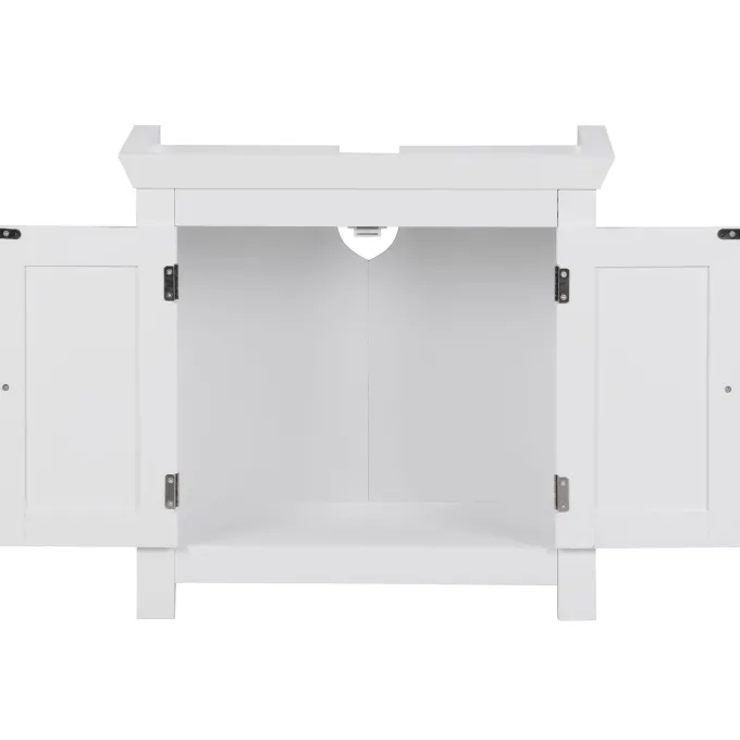 FineBuy Waschbeckenunterschrank Unterschrank Weiß 57 cm Badschrank