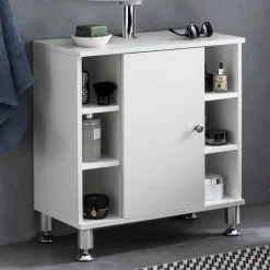 FineBuy Waschbeckenunterschrank Waschtischunterschrank Badezimmermöbel Weiß