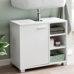 FineBuy Waschbeckenunterschrank FB51390 weiß Badschrank Waschtisch Unterschrank