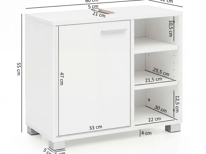 FineBuy Waschbeckenunterschrank FB51390 weiß Badschrank Waschtisch Unterschrank