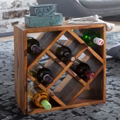 FineBuy Weinregal Flaschenregal Holz Weinflaschenhalter Holzregal 8 Flaschen