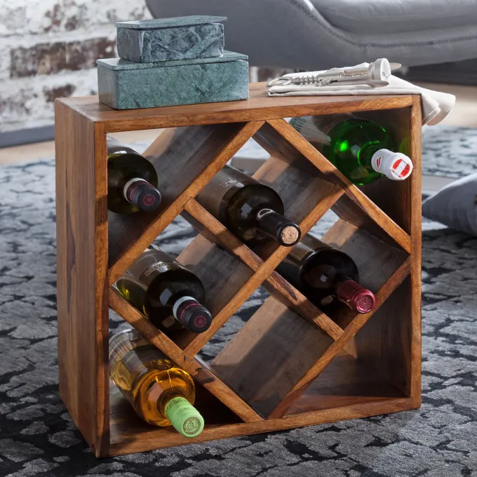 FineBuy Weinregal Flaschenregal Holz Weinflaschenhalter Holzregal 8 Flaschen