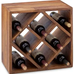 FineBuy Weinregal Flaschenregal Holz Weinflaschenhalter Holzregal 8 Flaschen