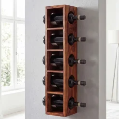 FineBuy Weinregal Massiv-Holz Regal Wandmontage für 5 Flaschen 70 cm Holzregal