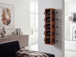 FineBuy Weinregal Massiv-Holz Regal Wandmontage für 5 Flaschen 70 cm Holzregal