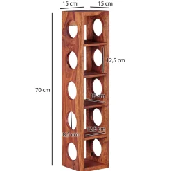 FineBuy Weinregal Massiv-Holz Regal Wandmontage für 5 Flaschen 70 cm Holzregal