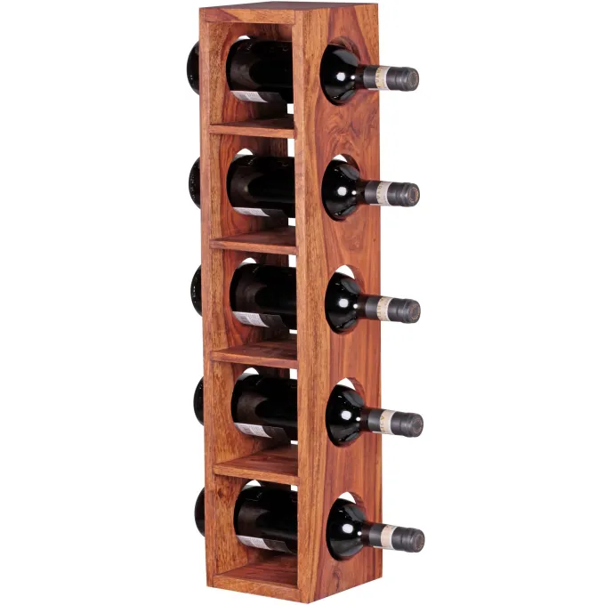 FineBuy Weinregal Massiv-Holz Regal Wandmontage für 5 Flaschen 70 cm Holzregal