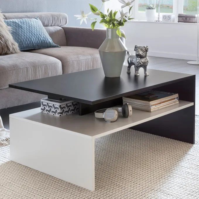 FineBuy Wohnzimmertisch Couchtisch Sofatisch Loungetisch mit Ablage 90 x 60 cm
