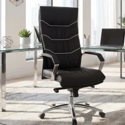FineBuy XXL Chefsessel Echtleder schwarz Bürostuhl Drehstuhl Schreibtischstuhl
