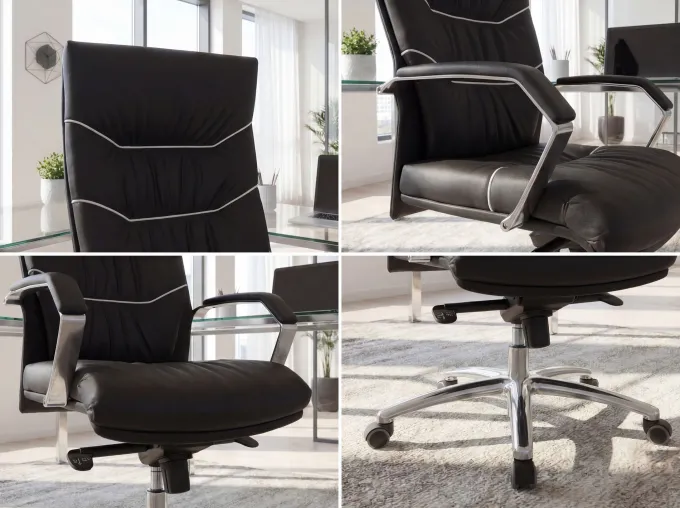 FineBuy XXL Chefsessel Echtleder schwarz Bürostuhl Drehstuhl Schreibtischstuhl