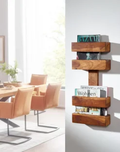 FineBuy Zeitungsständer Massivholz Zeitschriftenständer Prospekthalter Landhaus