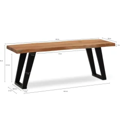 Garderobenbank FineBuy Sitzbank Akazie Massivholz 120 cm Baumkante Flurbank