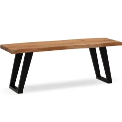 Garderobenbank FineBuy Sitzbank Akazie Massivholz 120 cm Baumkante Flurbank