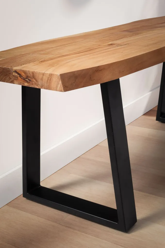 Garderobenbank FineBuy Sitzbank Akazie Massivholz 120 cm Baumkante Flurbank