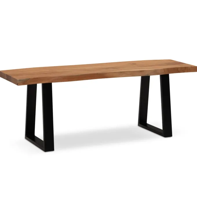 Garderobenbank FineBuy Sitzbank Akazie Massivholz 120 cm Baumkante Flurbank