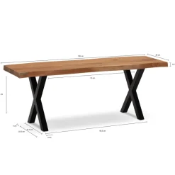 Garderobenbank FineBuy Sitzbank Akazie Massivholz 120 cm Baumkante Flurbank