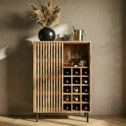 Hausbar Mango Massivholz 123cm Barschrank Spirituosenschrank Weinschrank Weinbar