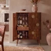 Hausbar Massivholz 75cm Barschrank Weinschrank Waben Muster Bar Möbel Handmade