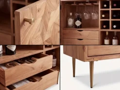 Hausbar Massivholz 90cm Barschrank Weinschrank Getränkeschrank Design Bar Möbel