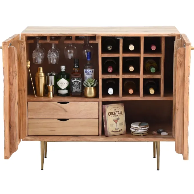 Hausbar Massivholz 90cm Barschrank Weinschrank Getränkeschrank Design Bar Möbel