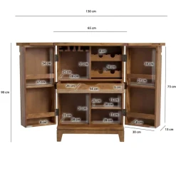 Hausbar Massivholz 65cm Barschrank Weinschrank aufklappbar Bar Möbel Handmade